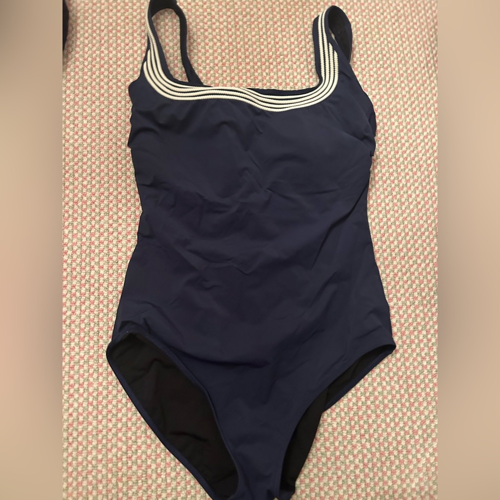 GOTTEX Women's Socialite Round Neck One Piece, Navy, good worn, size 12 DD cup